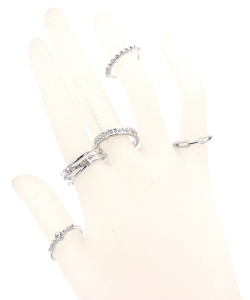 5Pcs  Rhinestone Ring Set  RZ300122 SILVERCL